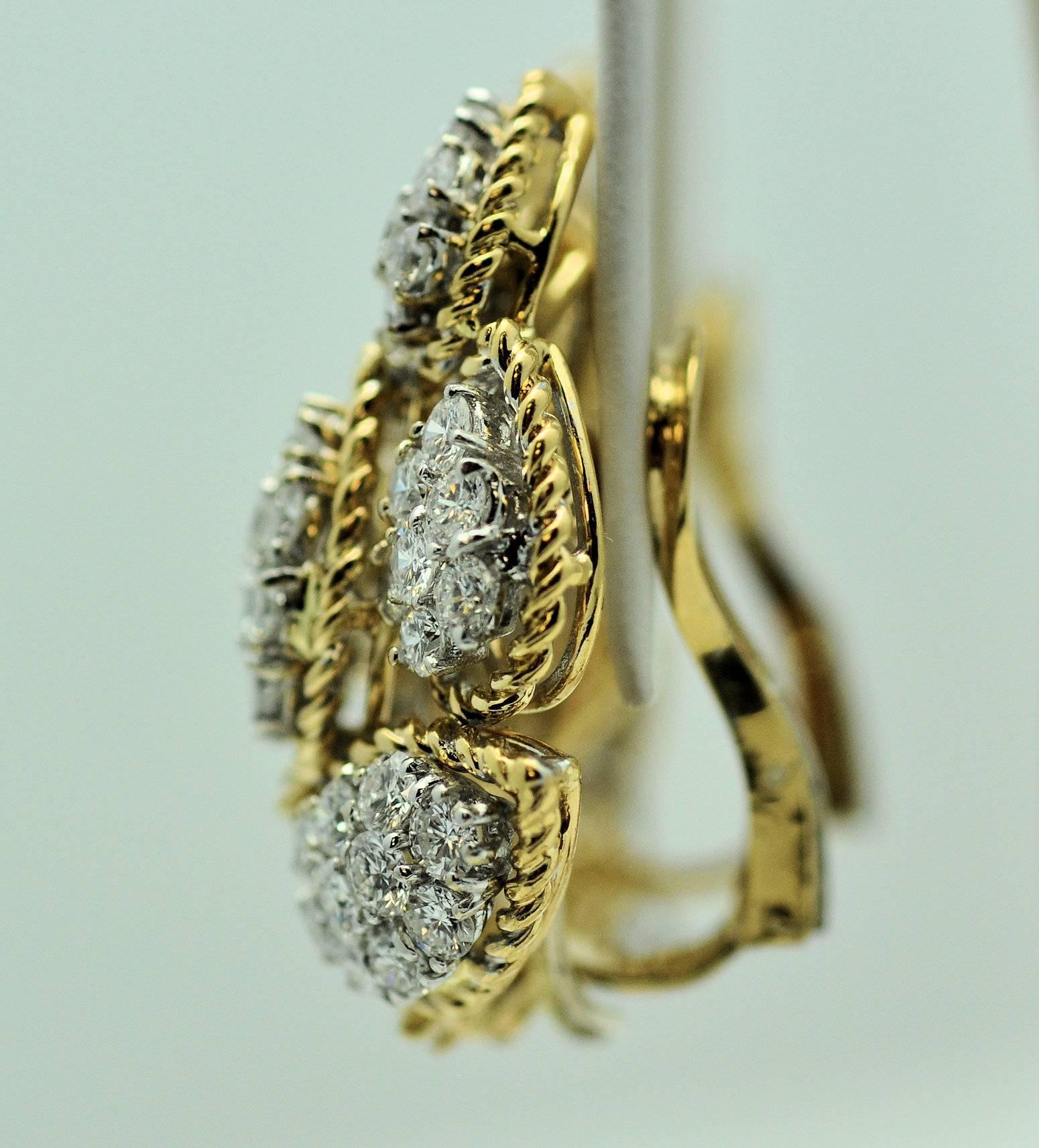 Women's Craig Drake Gold and Diamond Earrings For Sale