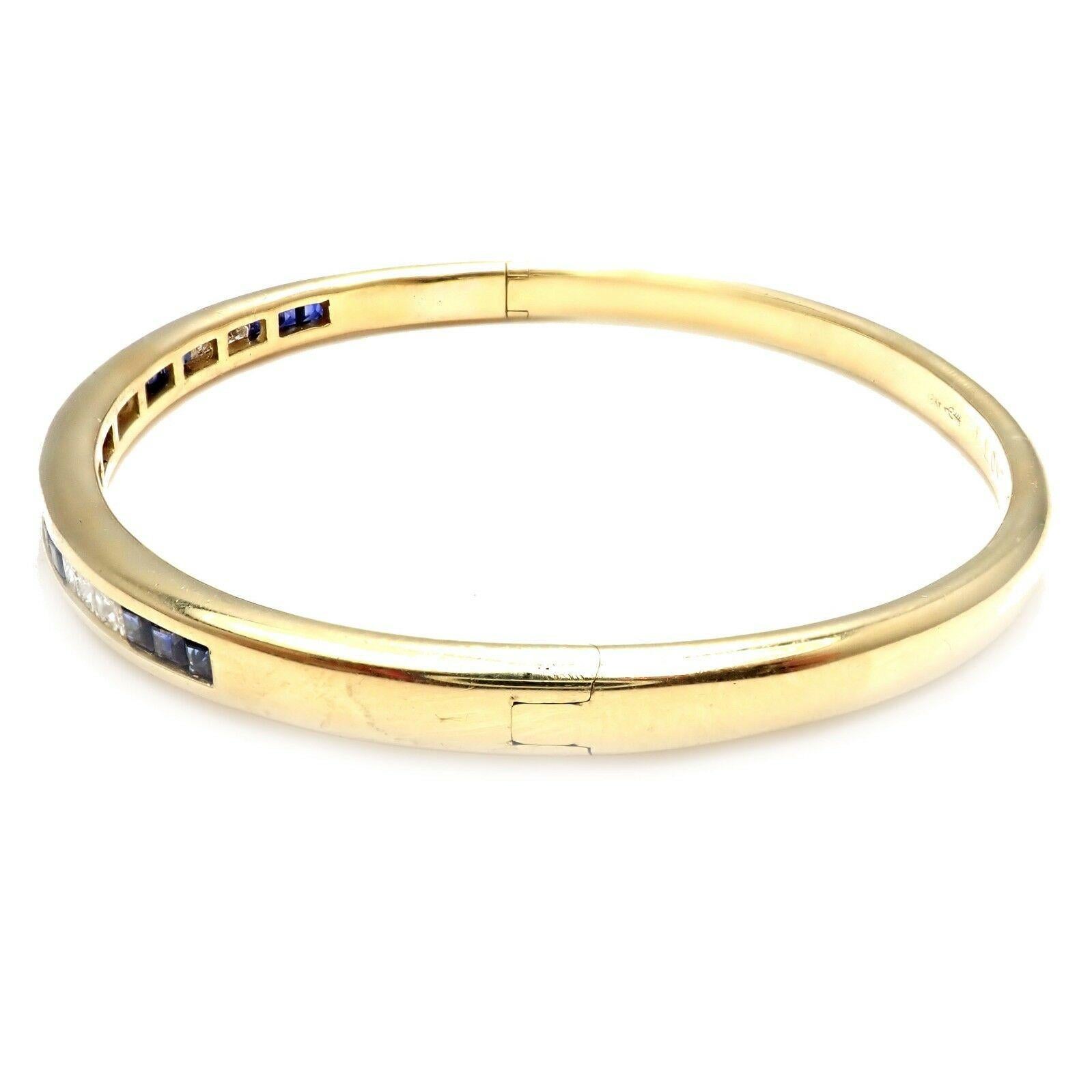 Craig Drake Sapphire Diamond Yellow Gold Bangle Bracelet In Excellent Condition For Sale In Holland, PA