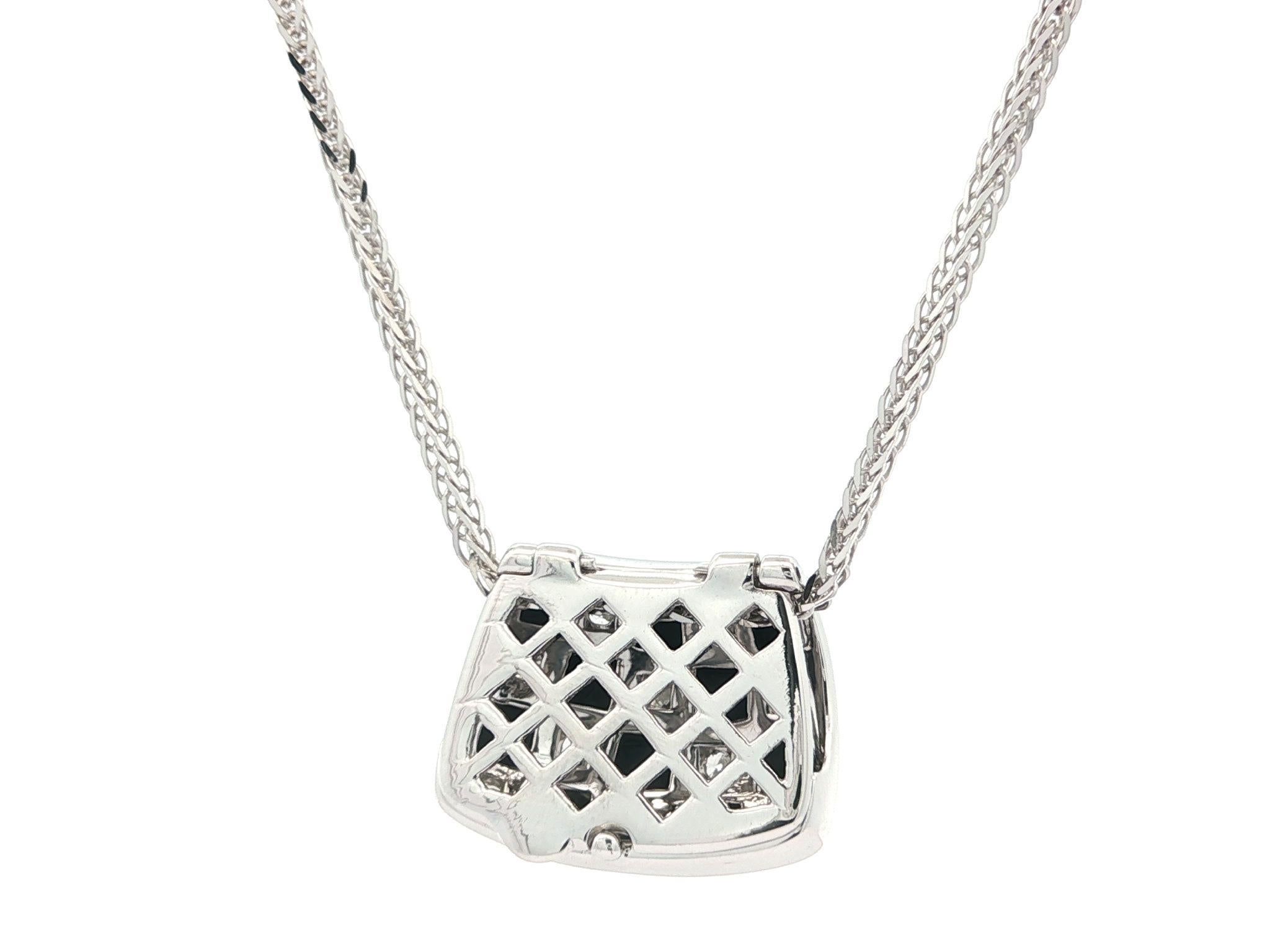 Craig Drake White Gold Black Onyx & Diamond Checkerboard Slide Pendant Necklace For Sale 1