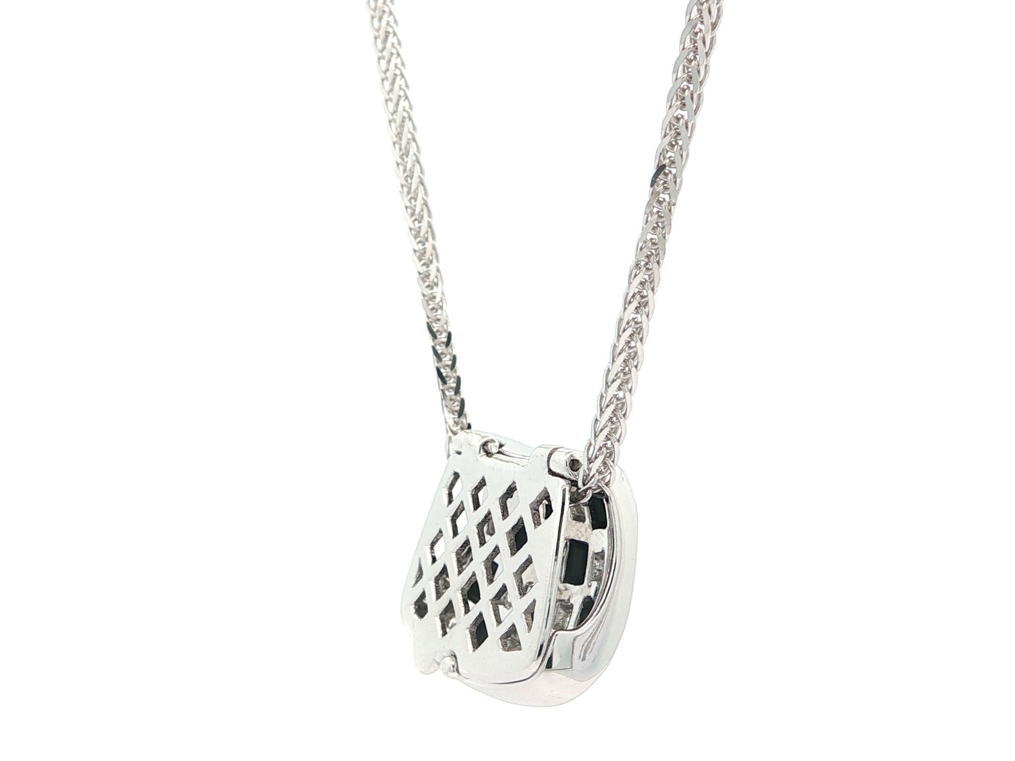 Craig Drake White Gold Black Onyx & Diamond Checkerboard Slide Pendant Necklace For Sale 2