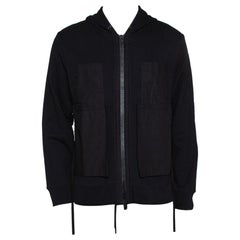 Craig Green Black Cotton Patched String Hoodie L