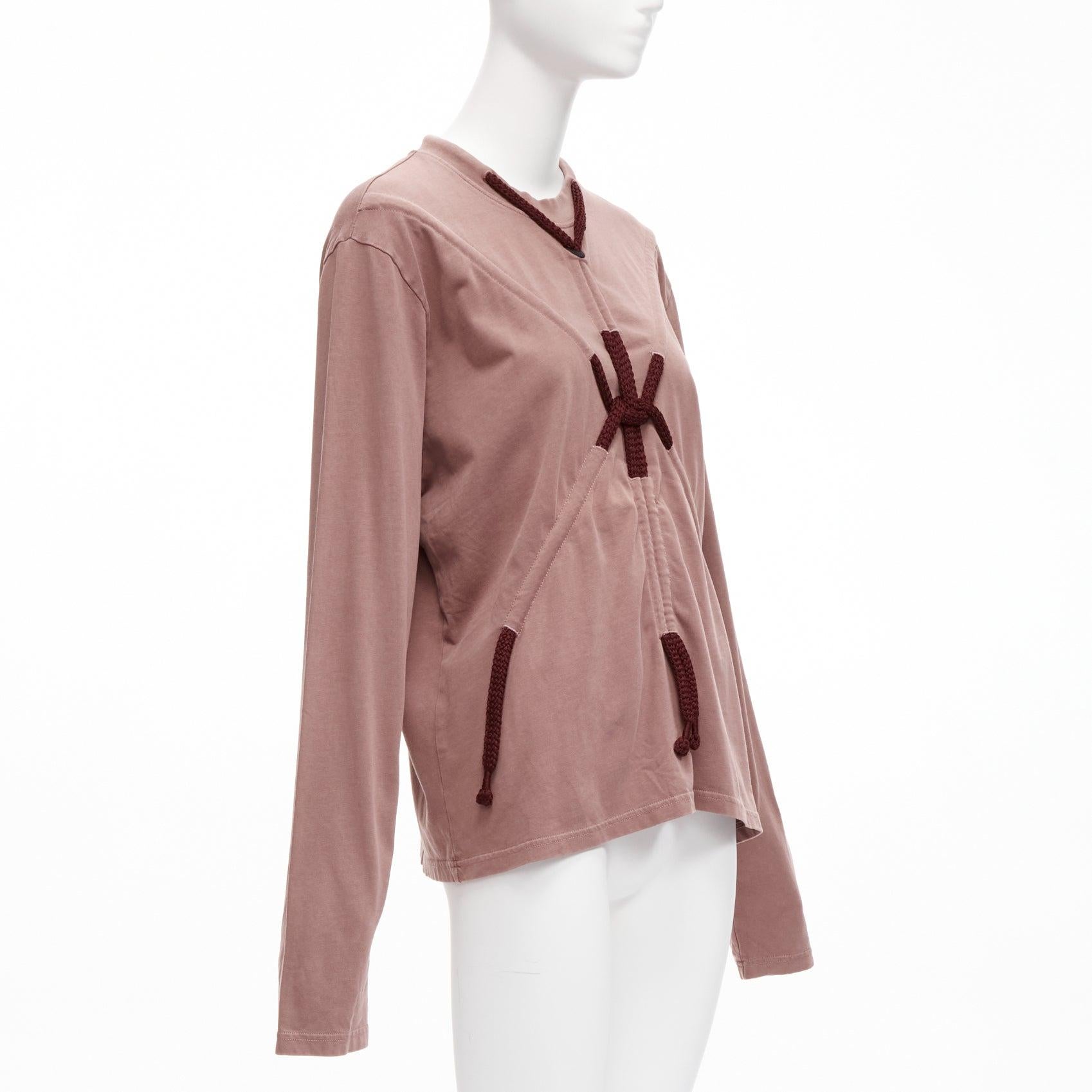 CRAIG GREEN burgundy Kordelzug Seil Detail Langarm-T-Shirt S (Rot) im Angebot