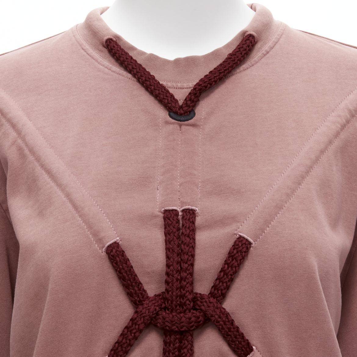 CRAIG GREEN burgundy Kordelzug Seil Detail Langarm-T-Shirt S im Angebot 2