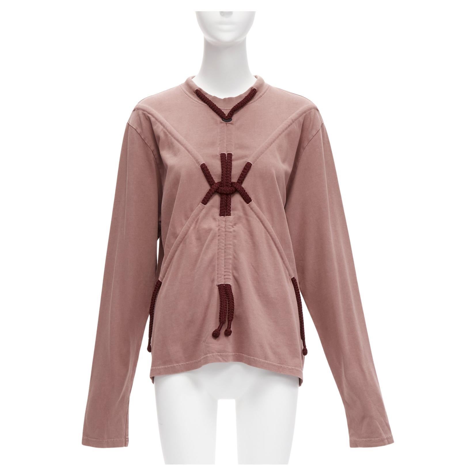 CRAIG GREEN burgundy Kordelzug Seil Detail Langarm-T-Shirt S im Angebot