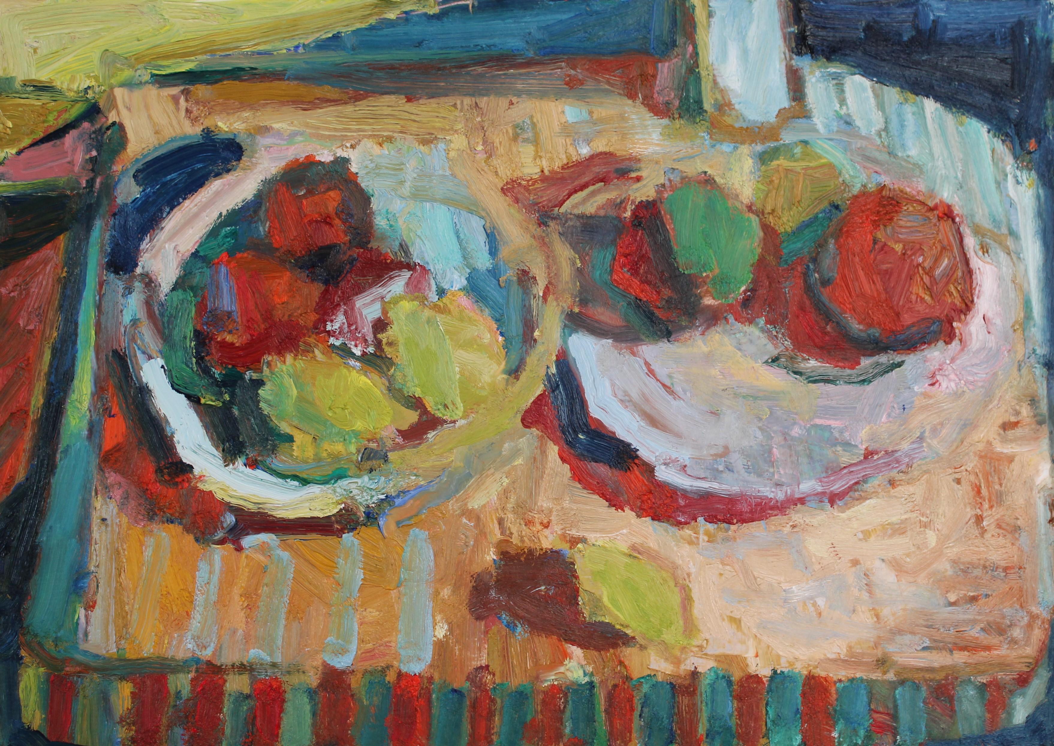 Craig Jefferson Still-Life Painting - Table with Bowls of Fruit