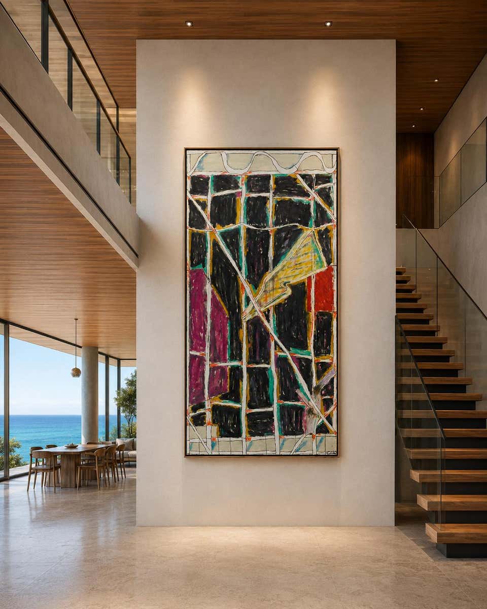 CRAIG KAUFFMAN “Phantom” 1982 Painting Red Yellow Black Green Blue 10 Feet Tall