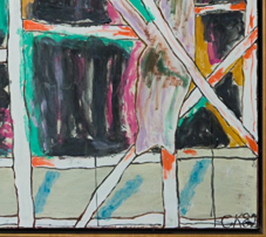 Phantom - Red, Yellow, Black, Green, White, Blue, Magenta & Ochre - 10 Feet Tall - Abstract Painting by Craig Kauffman