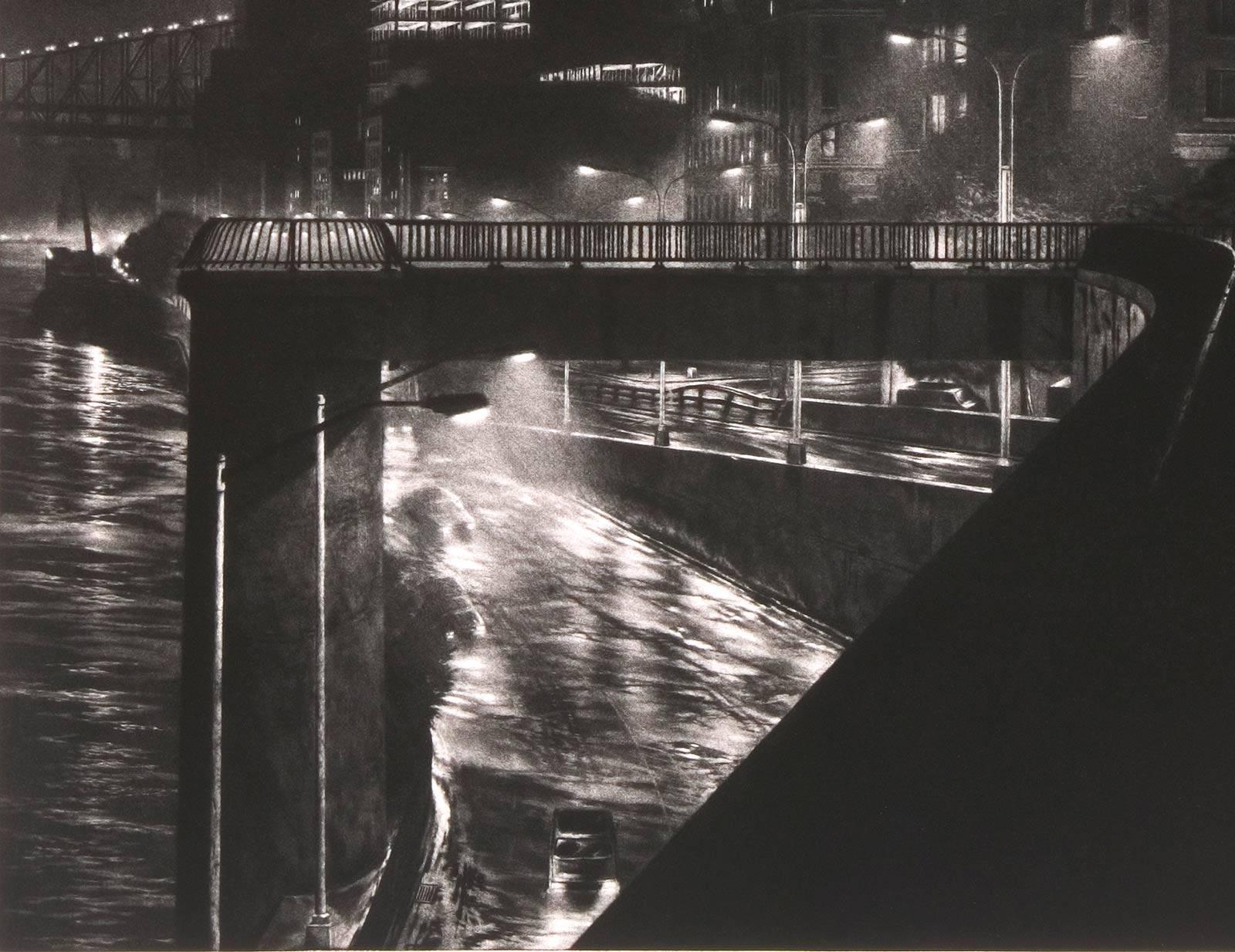 FDR Drive (NYC's East River Dr. with dramatic lights of tall buildings and cars) - Print by Craig McPherson
