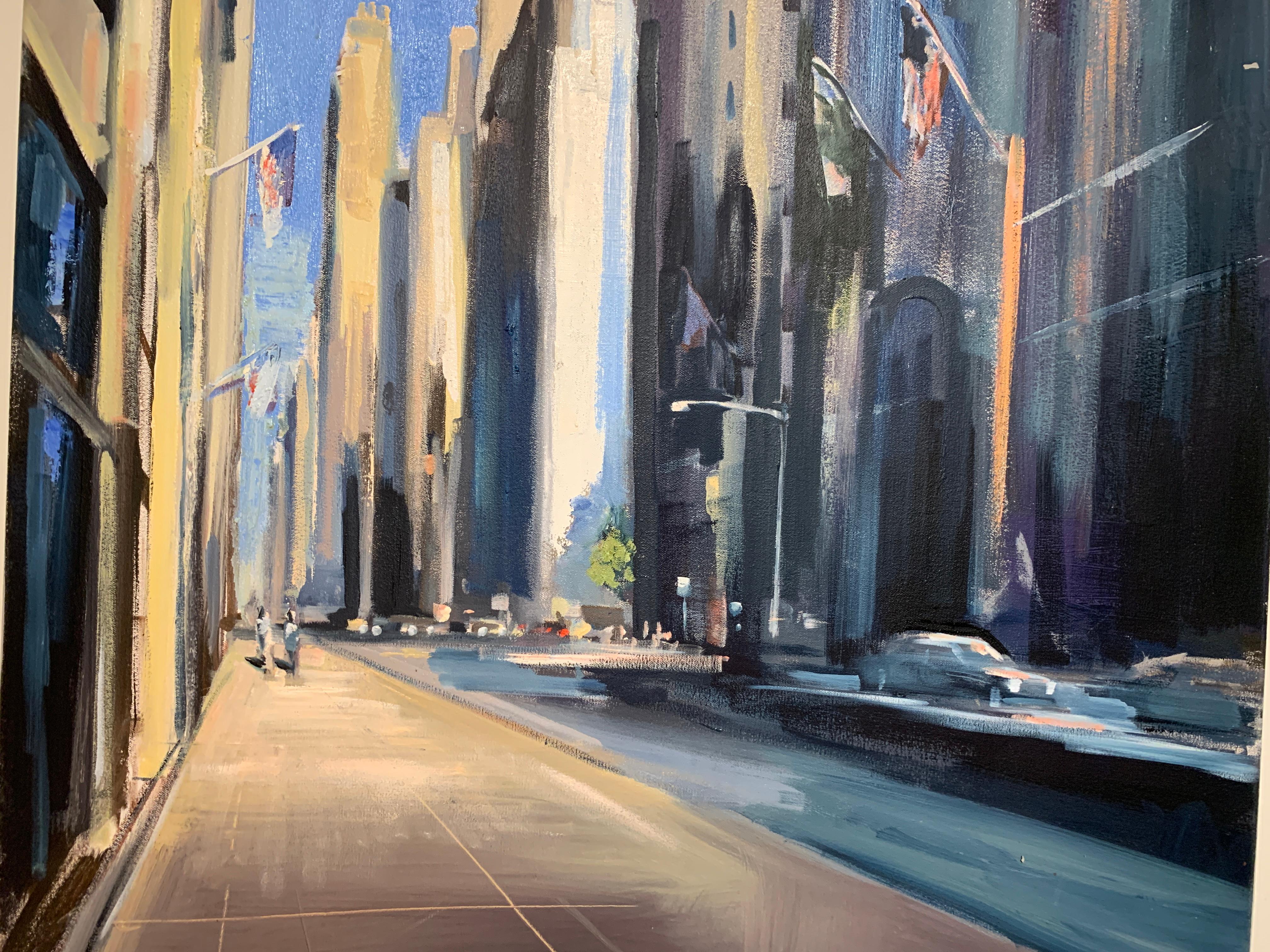 City Avenue, Square Representational Cityscape Oil Painting 1