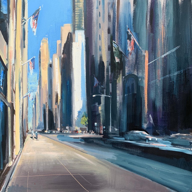 Craig Mooney City Avenue Square Representational Cityscape Oil