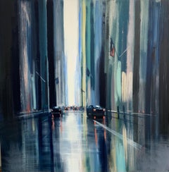 City, Glass and Light- oil on linen cityscape painting by Craig Mooney
