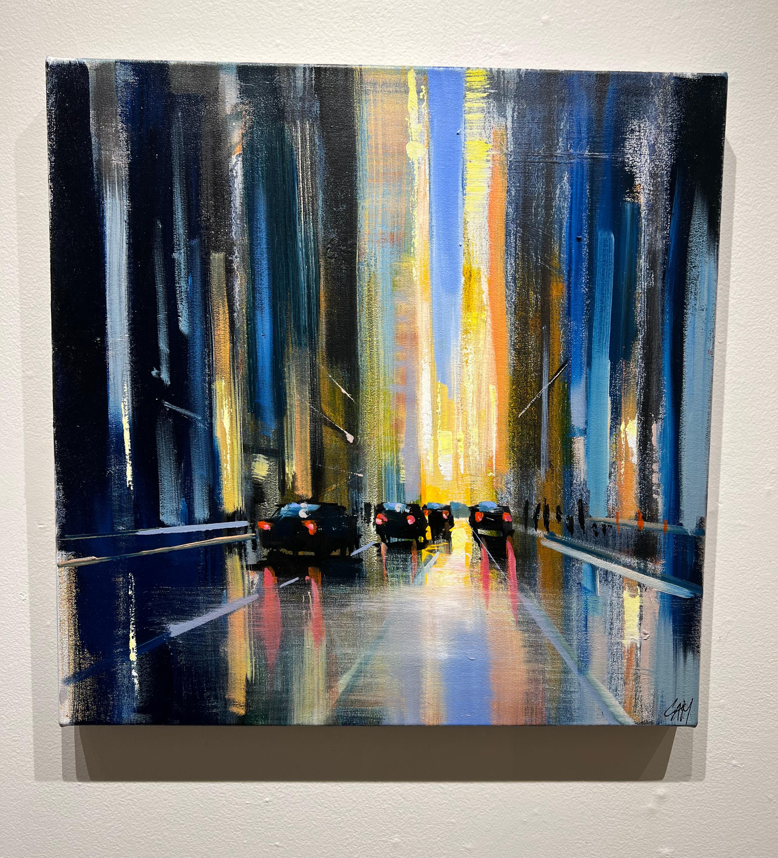 Craig Mooney, « Night and the City », peinture à l'huile sur toile de Manhattan 24 x 24 en vente 1