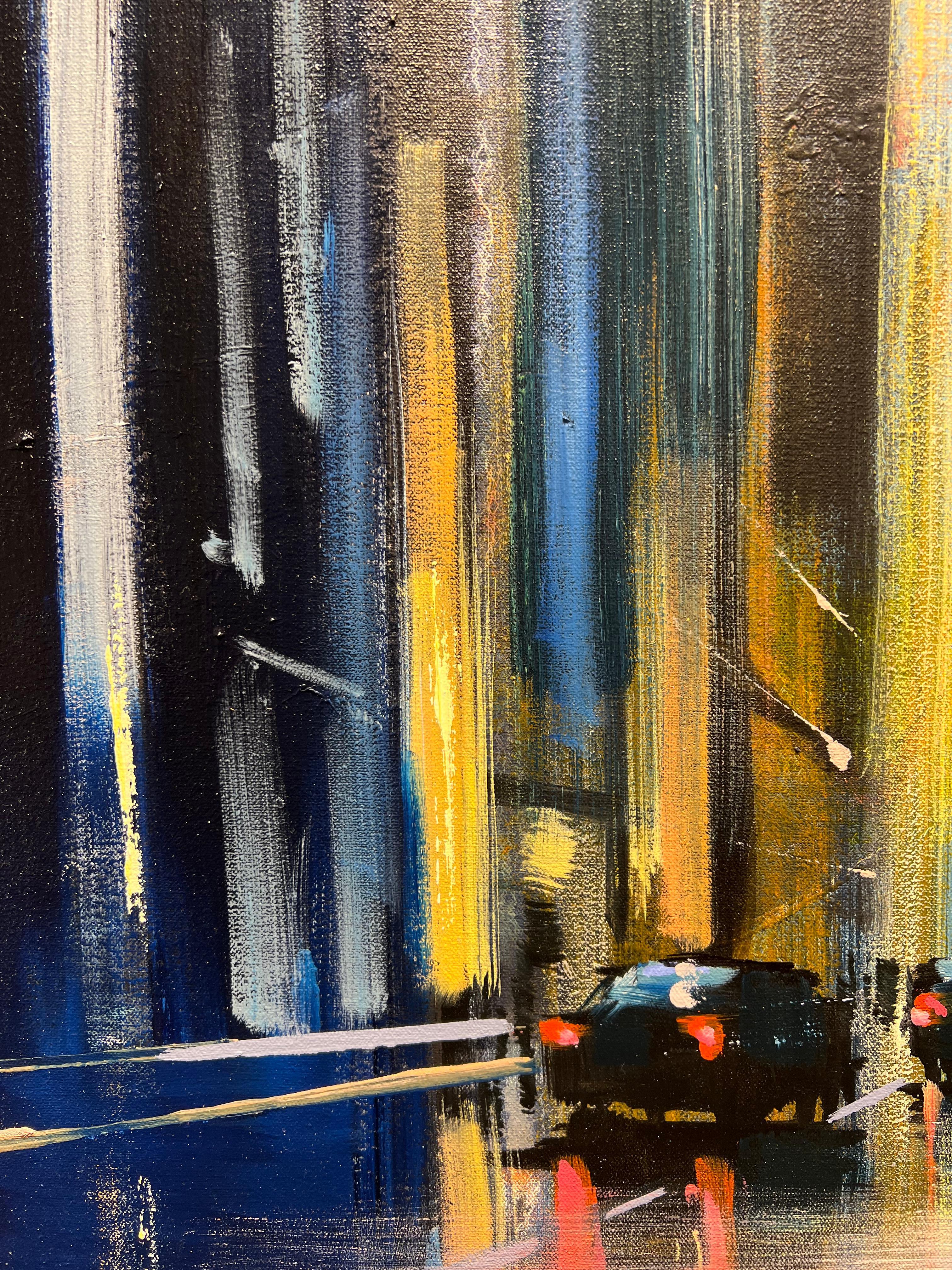Craig Mooney, « Night and the City », peinture à l'huile sur toile de Manhattan 24 x 24 en vente 4