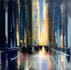 Craig Mooney, "Night and the City", 24x24 Manhattan Oil Painting on Canvas