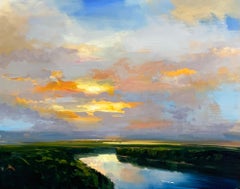 Craig Mooney, "River Bend", 36x48 Marsh Landscape Oil Painting on Canvas