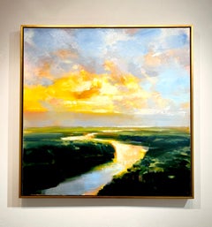 Craig Mooney "River Bend" Atmospheric River Sunset Landscape Oil Painting, 2020