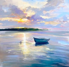 Craig Mooney:: "Sky Light":: peinture atmosphérique de paysage marin au coucher du soleil:: 38x38