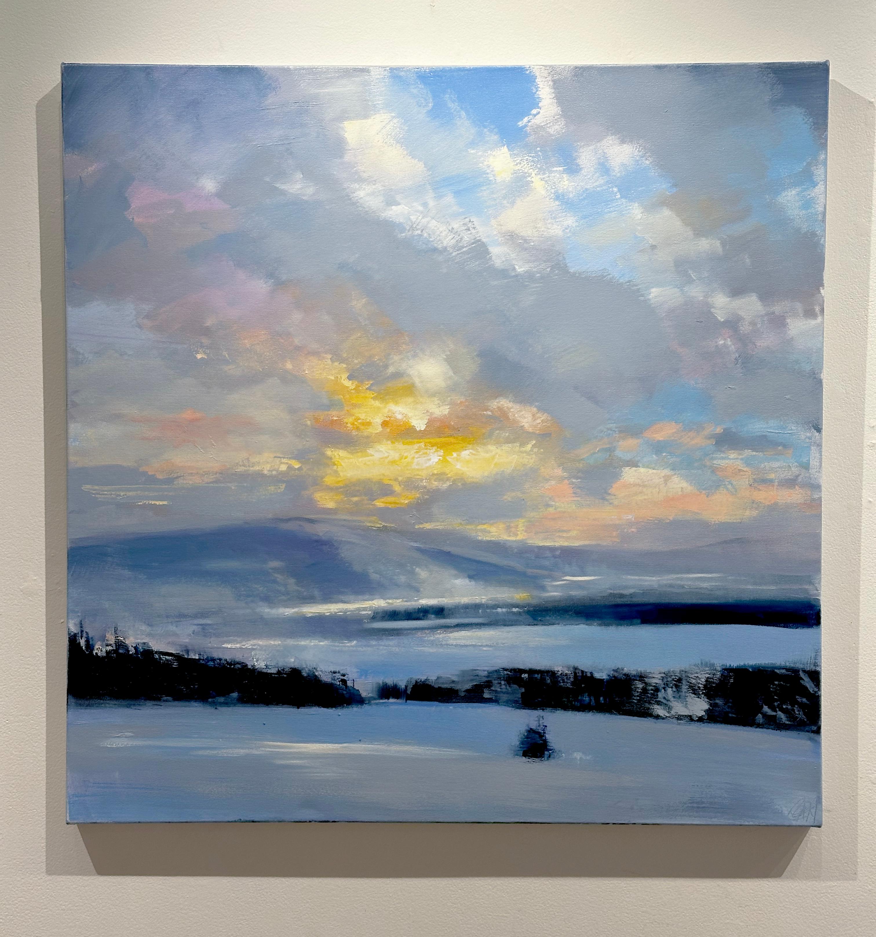 Craig Mooney, „Winter Hill“, 42x42, Schneewittchen-Bergbaum-Landschaft, Ölgemälde  im Angebot 1