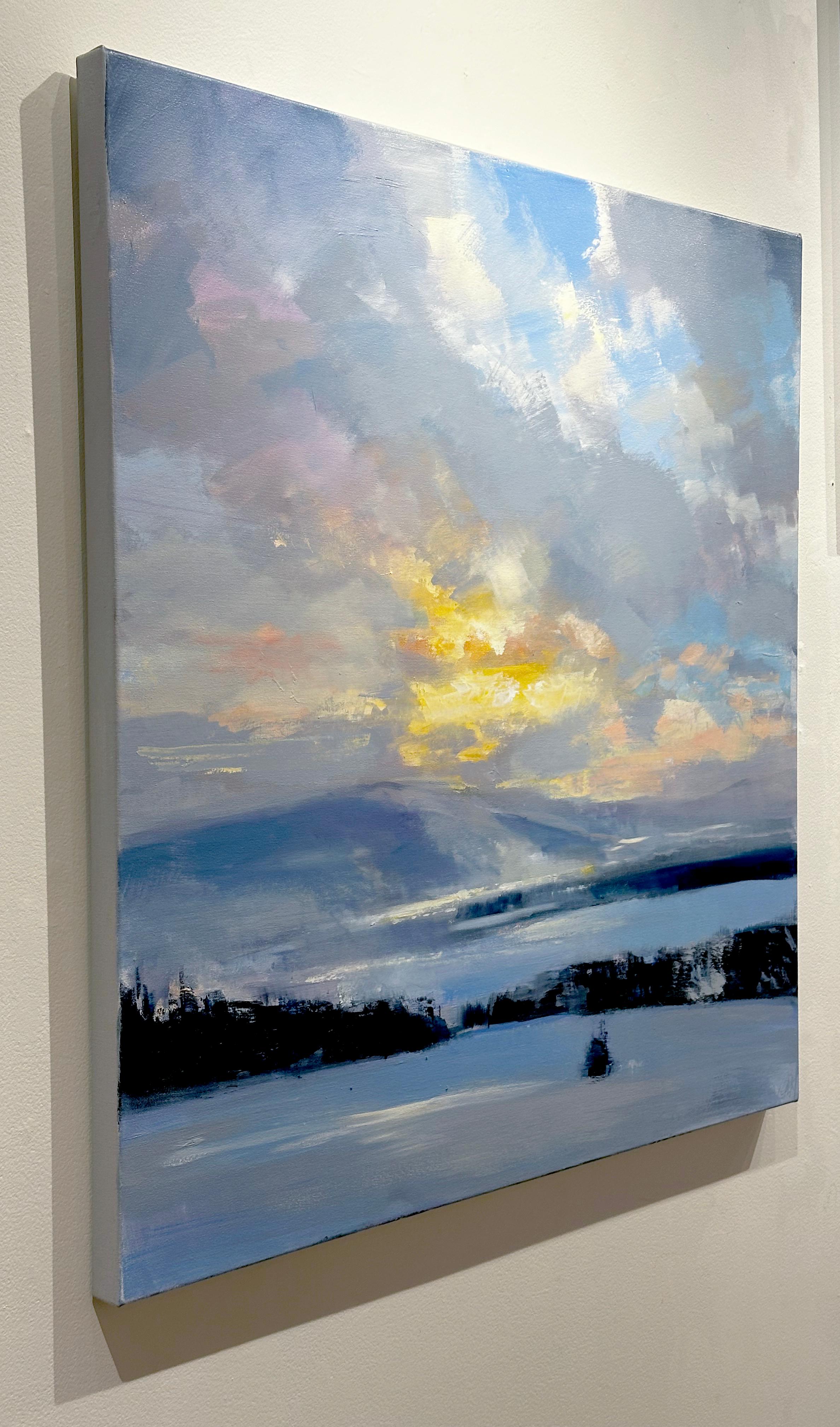 Craig Mooney, „Winter Hill“, 42x42, Schneewittchen-Bergbaum-Landschaft, Ölgemälde  im Angebot 3