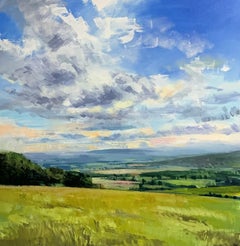 Far Afield by Craig Mooney, Large Contemporary Landscape with Trees, Green