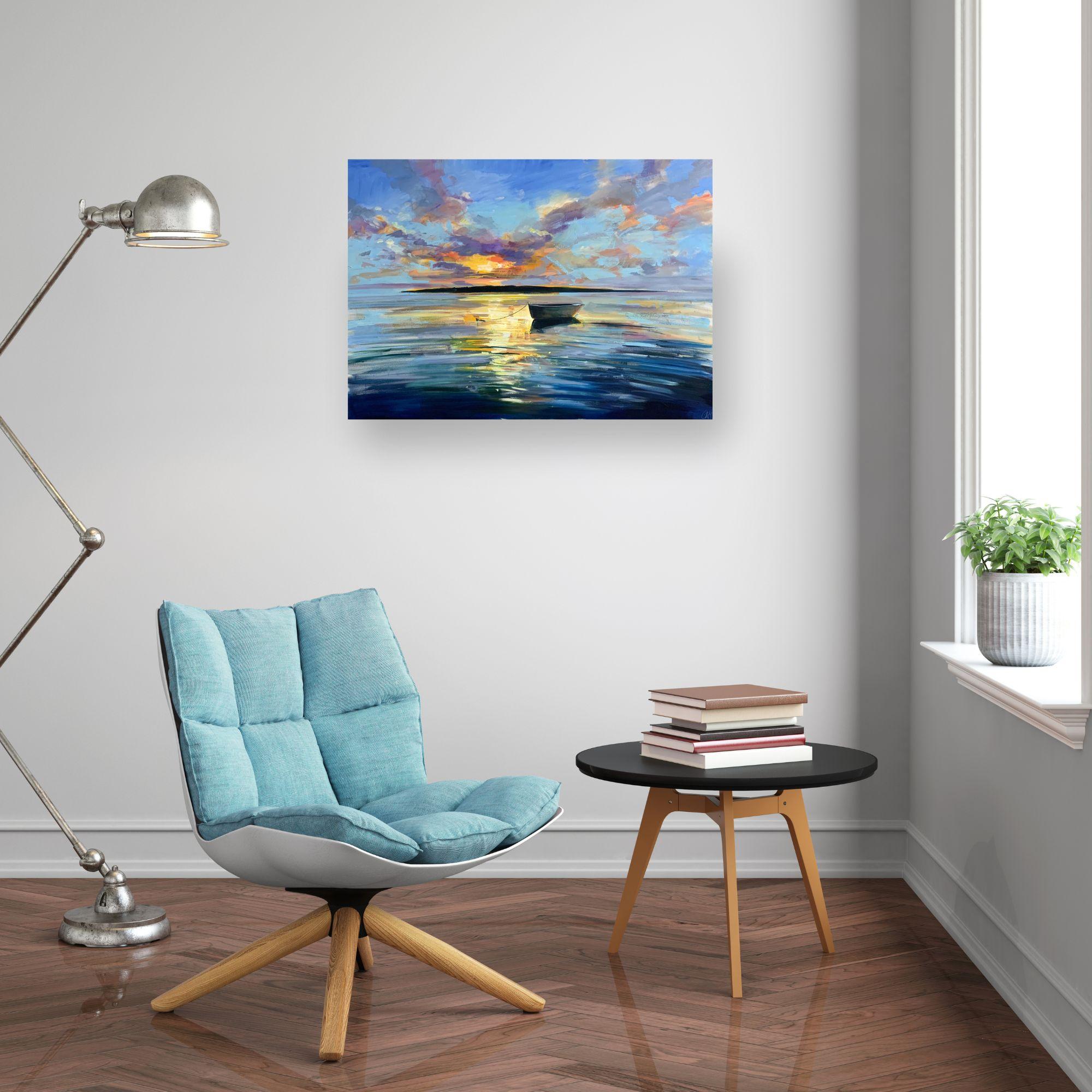 Open Sky - quadro impressionista originale con paesaggio acquatico - arte contemporanea - Painting di Craig Mooney
