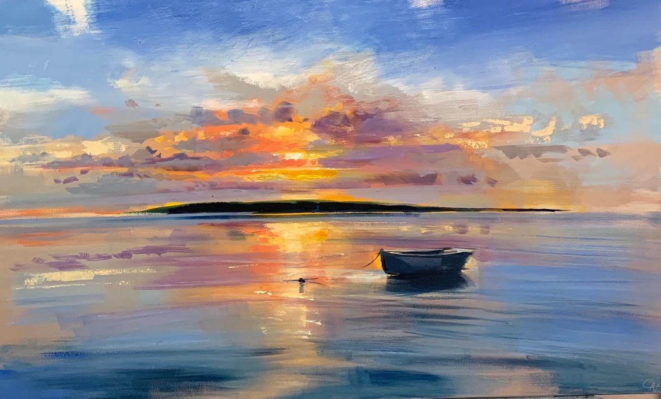 Craig Mooney Landscape Painting - Quiet Tide, Large Horizontal Representational Landscape Oil Painting