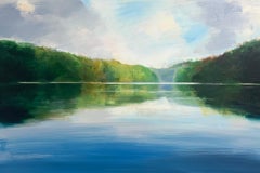 River Reflection by Craig Mooney, Large Contemporary Landscape Oil Painting