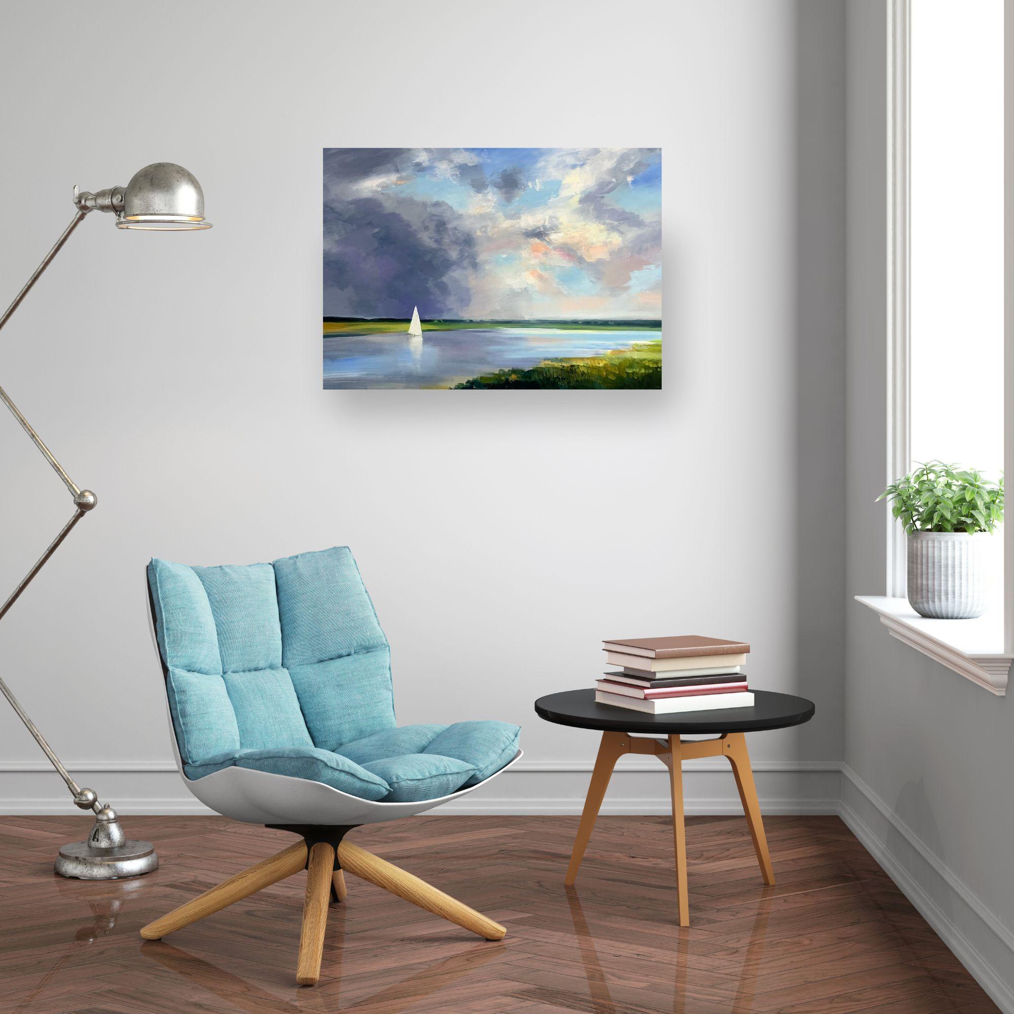 Silent Shore - quadro impressionista originale con paesaggio acquatico - arte contemporanea - Painting di Craig Mooney