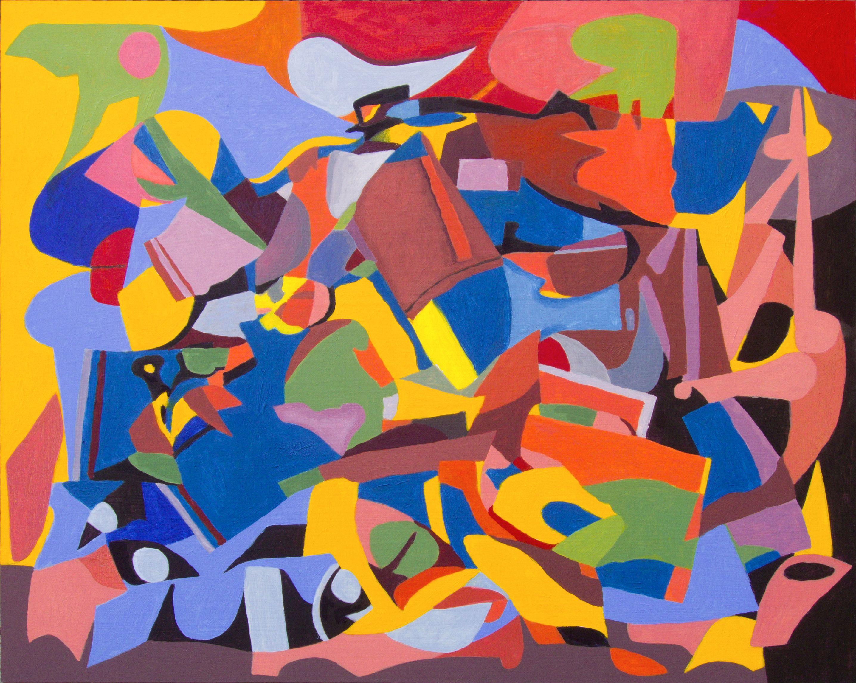 Abstract Painting di Craig Moran - Clash of the Hoodlums, Pittura, Olio su pannello MDF