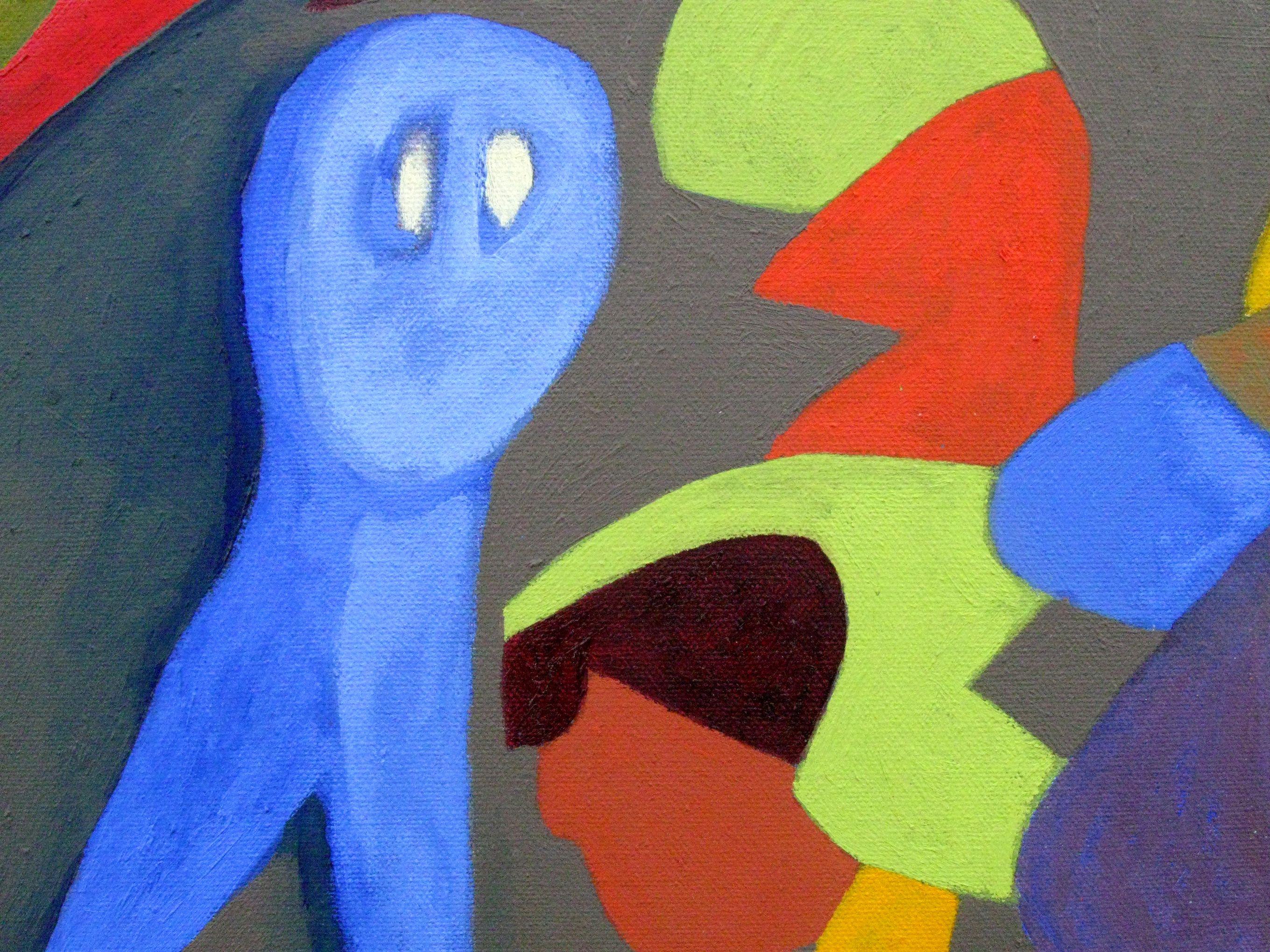 Vita rumorosa attraverso un'apertura comica, Pittura, Olio su tela - Painting Moderno di Craig Moran