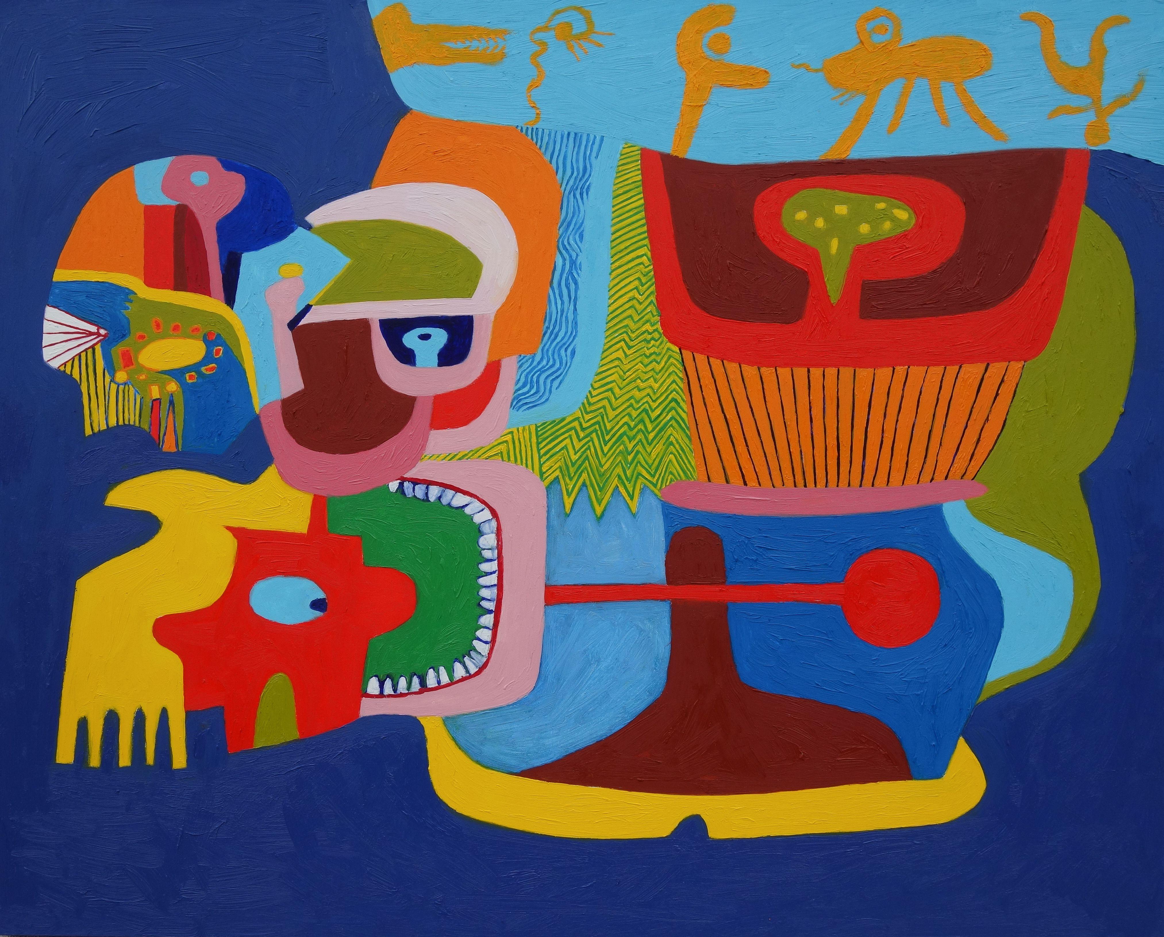 Craig Moran Abstract Painting – Super Fun Pop Wow!, Gemälde, Öl auf MDF-Tafel
