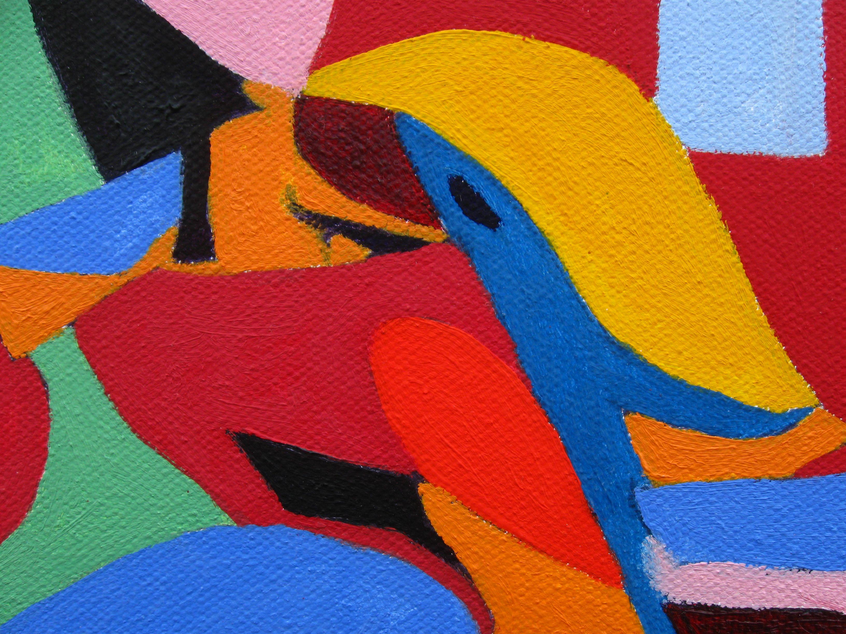Nuotare in una boccia per pesci illustri, Pittura, Olio su tela - Abstract Painting Marrone di Craig Moran