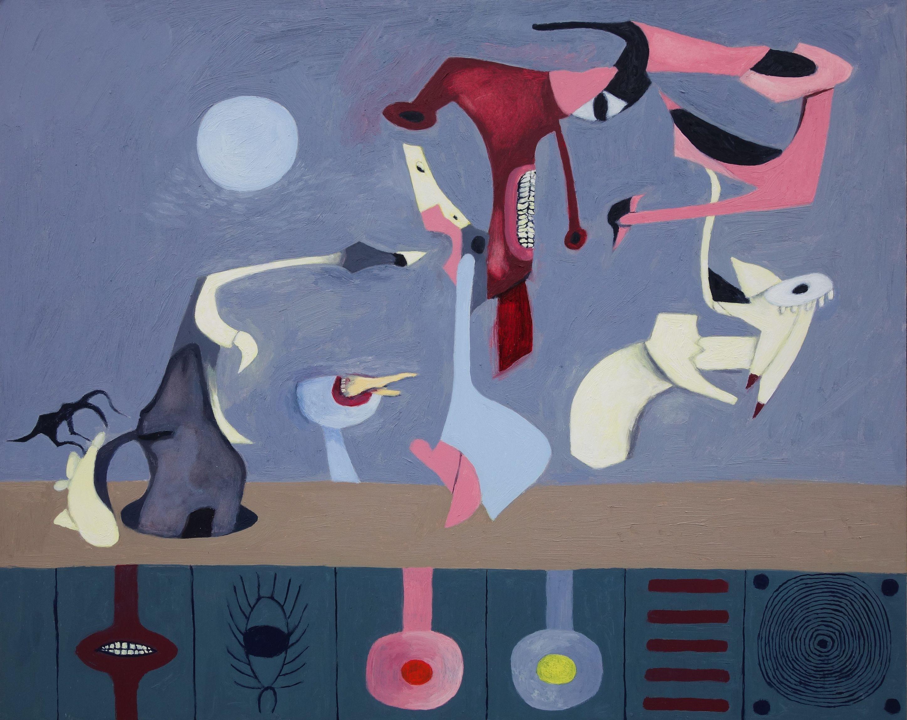 Abstract Painting di Craig Moran - The Company They Keep, Pittura, Olio su pannello MDF