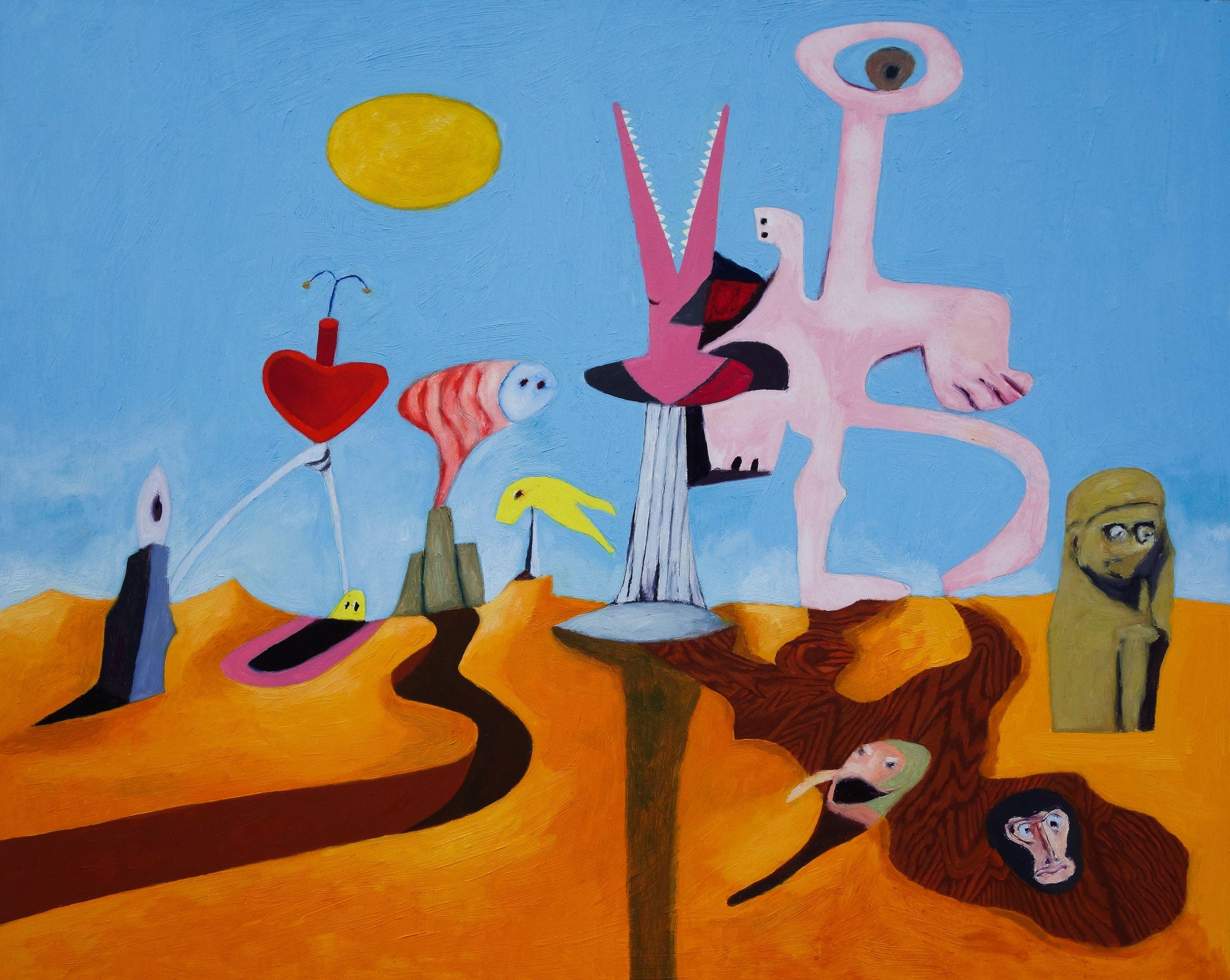 The Unlikely Side of a Future Paradise, Gemälde, Öl auf MDF-Tafel – Painting von Craig Moran