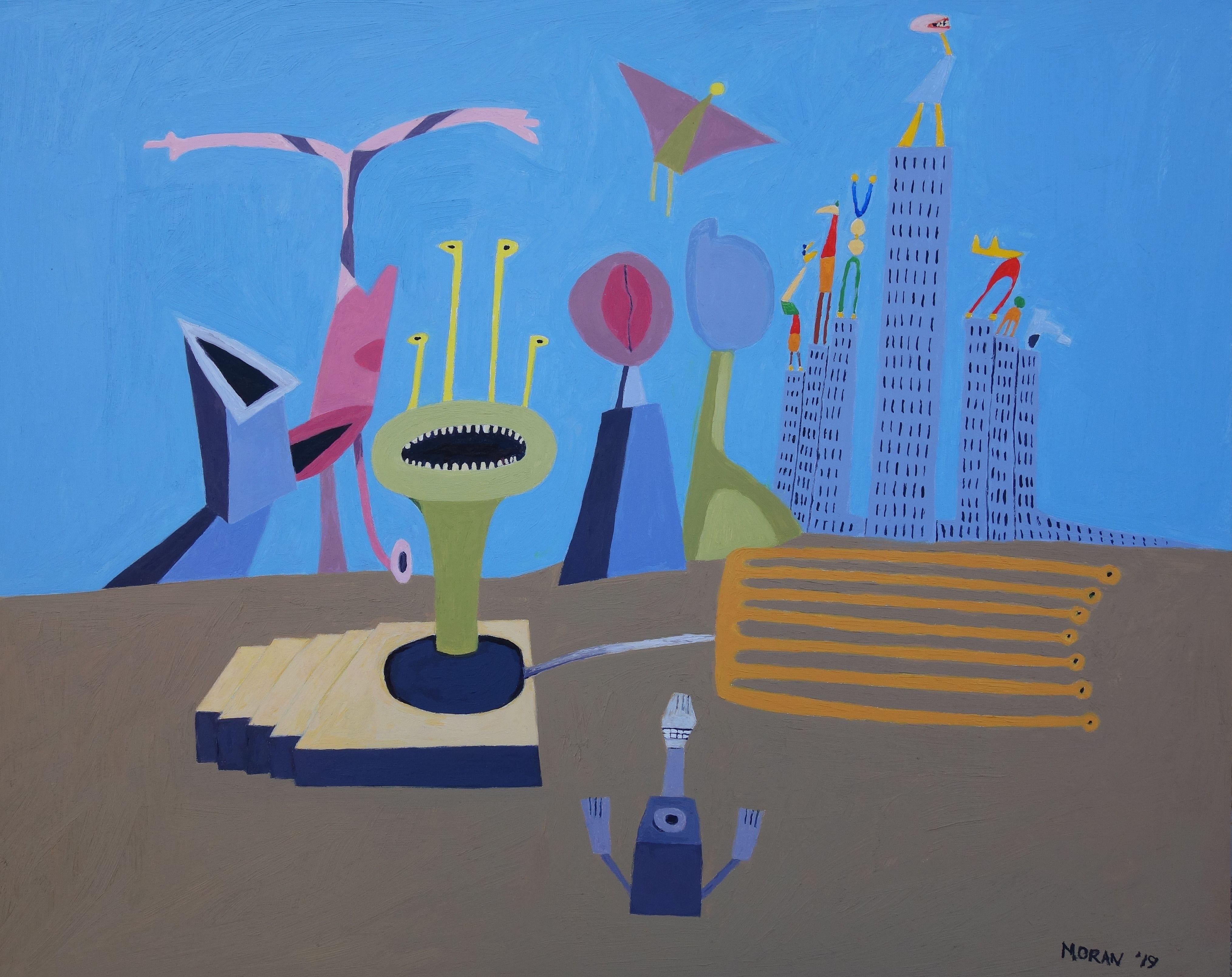 The land of nowhere.  Waiting, flying, and dancing,  They cast no shadows. :: Painting :: Modern :: This piece comes with an official certificate of authenticity signed by the artist :: Ready to Hang: No :: Signed: Yes :: Signature Location: On