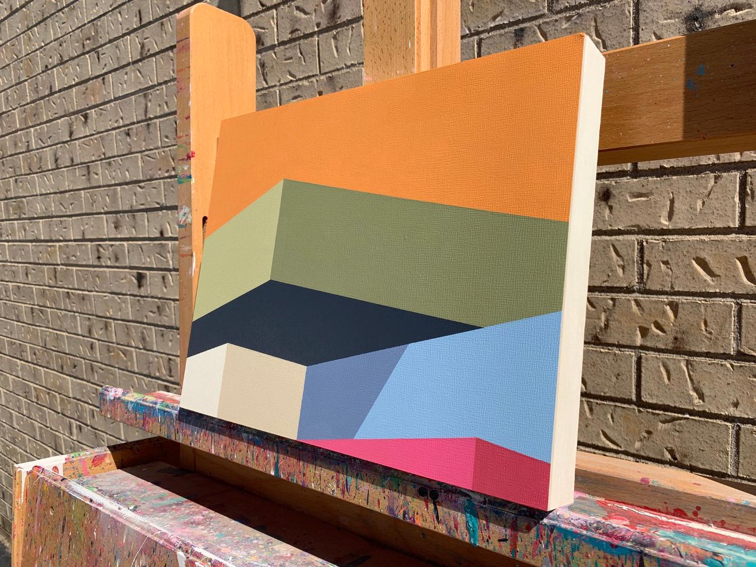 <p>Artist Comments<br>Artist Craig Rouse depicts a simplified scene of abstracted geometry. He paints polished angular structures in solid shades of blue, pink, and orange. The reimagined architecture forms playful relationships with light and