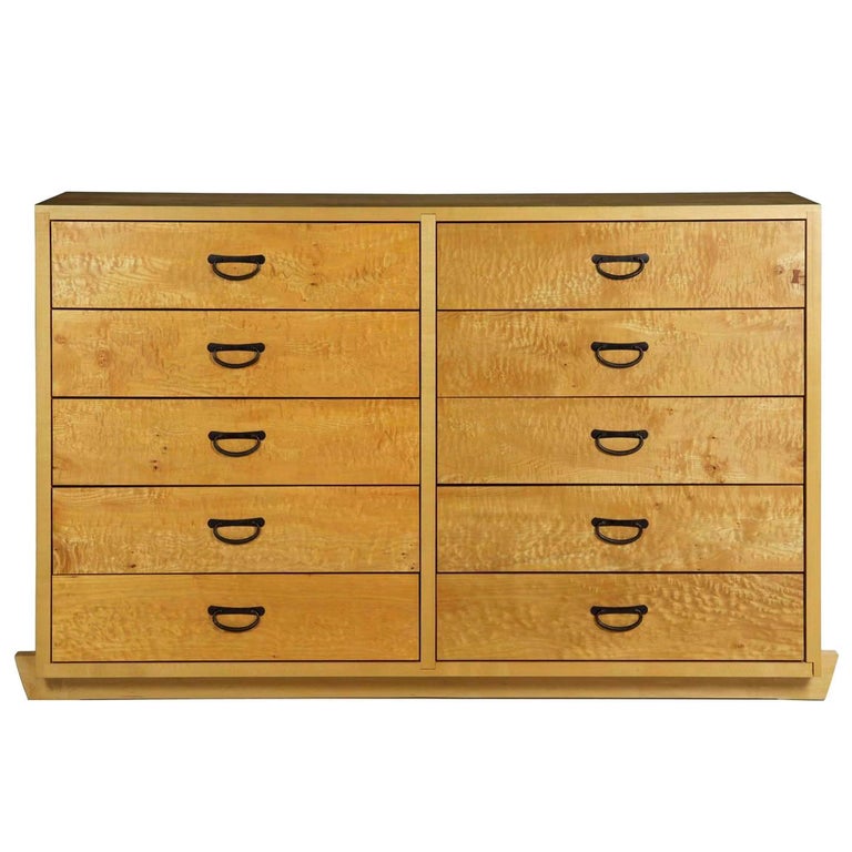Craig Yamamoto Cherrywood and Figured Maple TenDrawer Tansu Chest