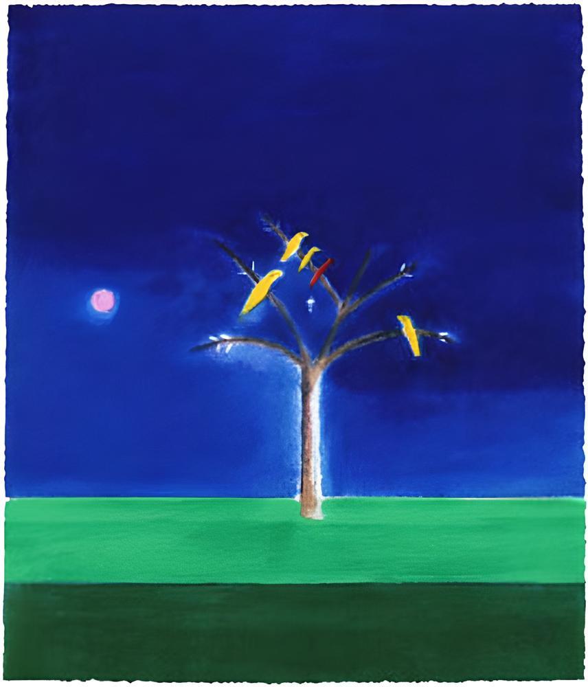 Craigie Aitchinson Landscape Print - Canaries on a Tree