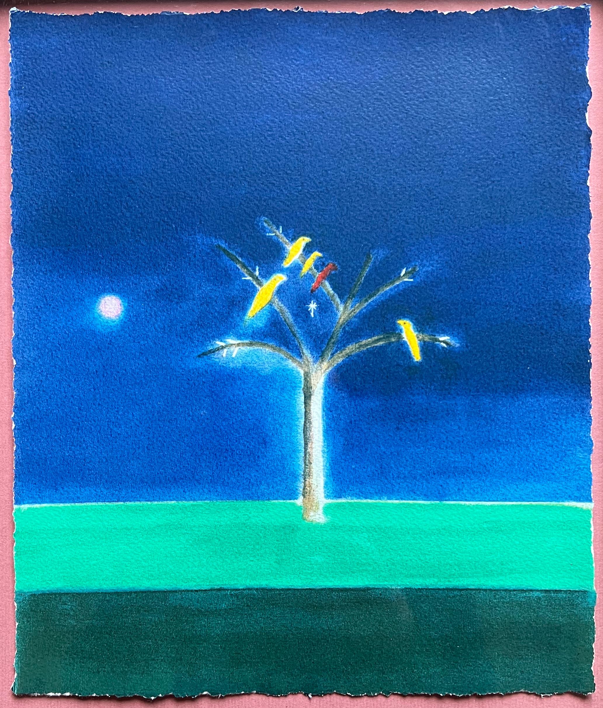 Craigie Aitchison - Canaries on a Tree For Sale 1