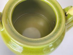 Crakeled Ceramic Tea Pot Attributed Green Color 20 th Century France