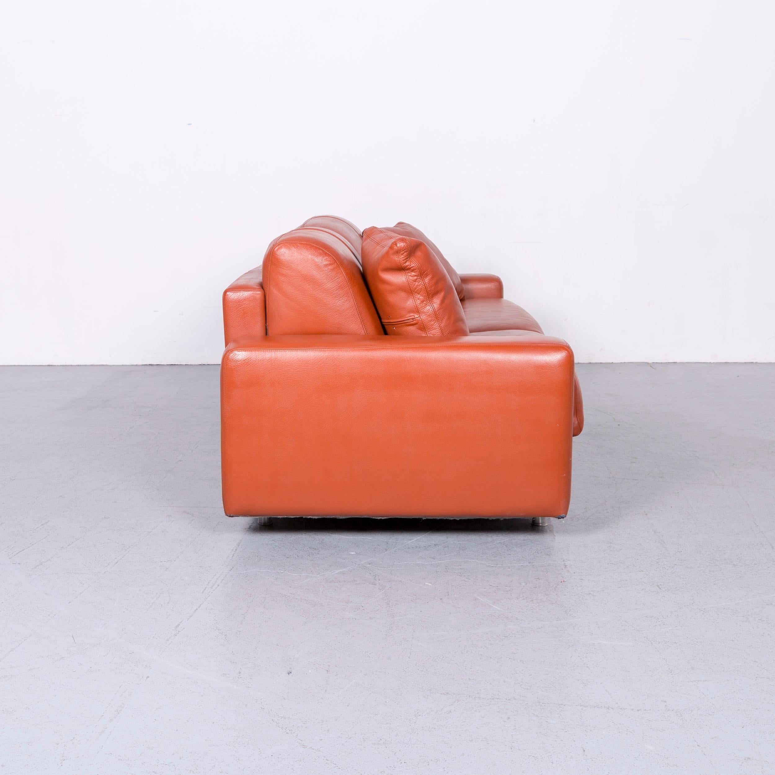 Cramer Leather Bed Sofa Orange Three-Seat Couch 3