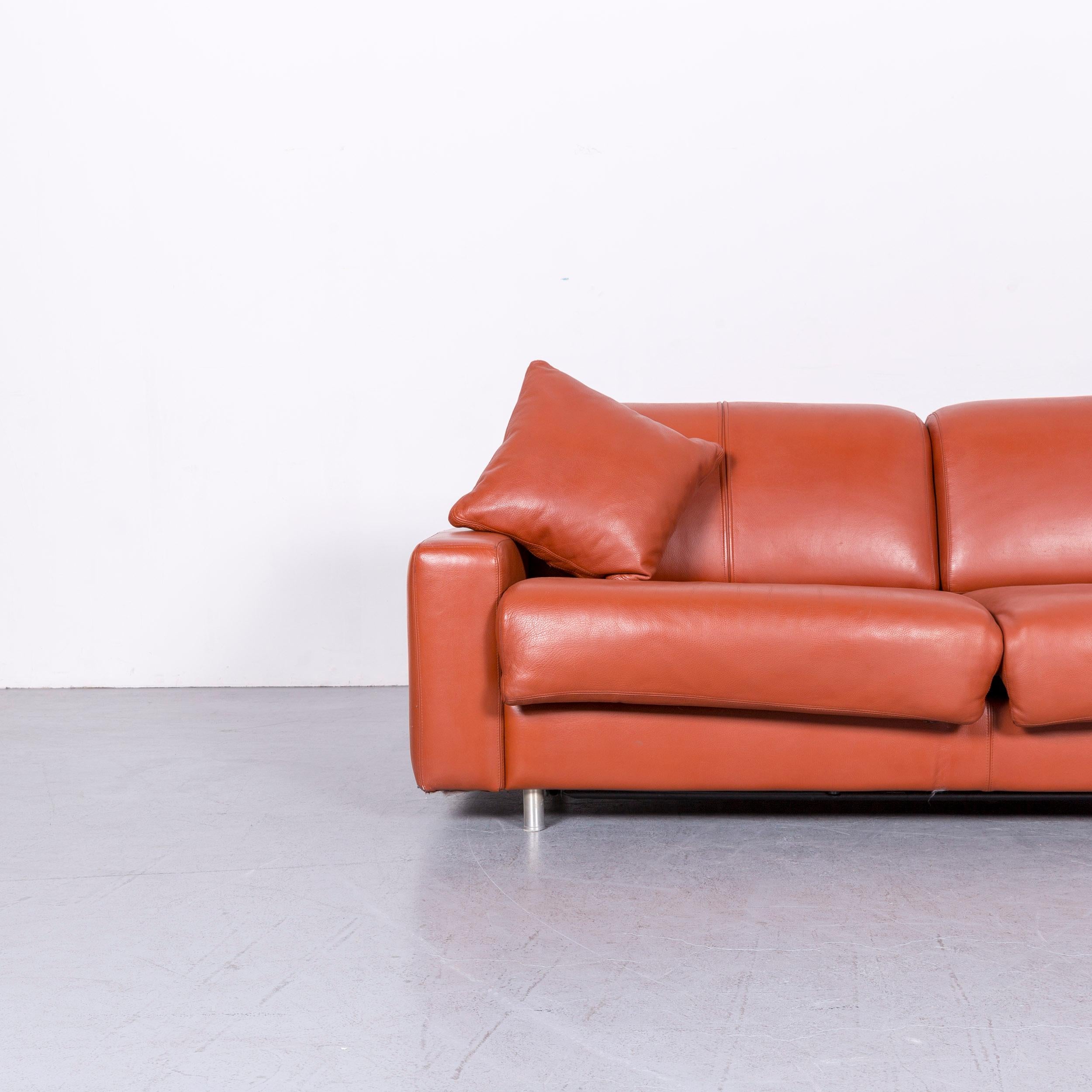 German Cramer Leather Bed Sofa Orange Three-Seat Couch
