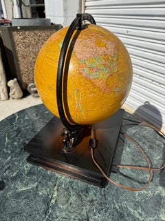 Cram's Illuminated Globe on Wood Stand