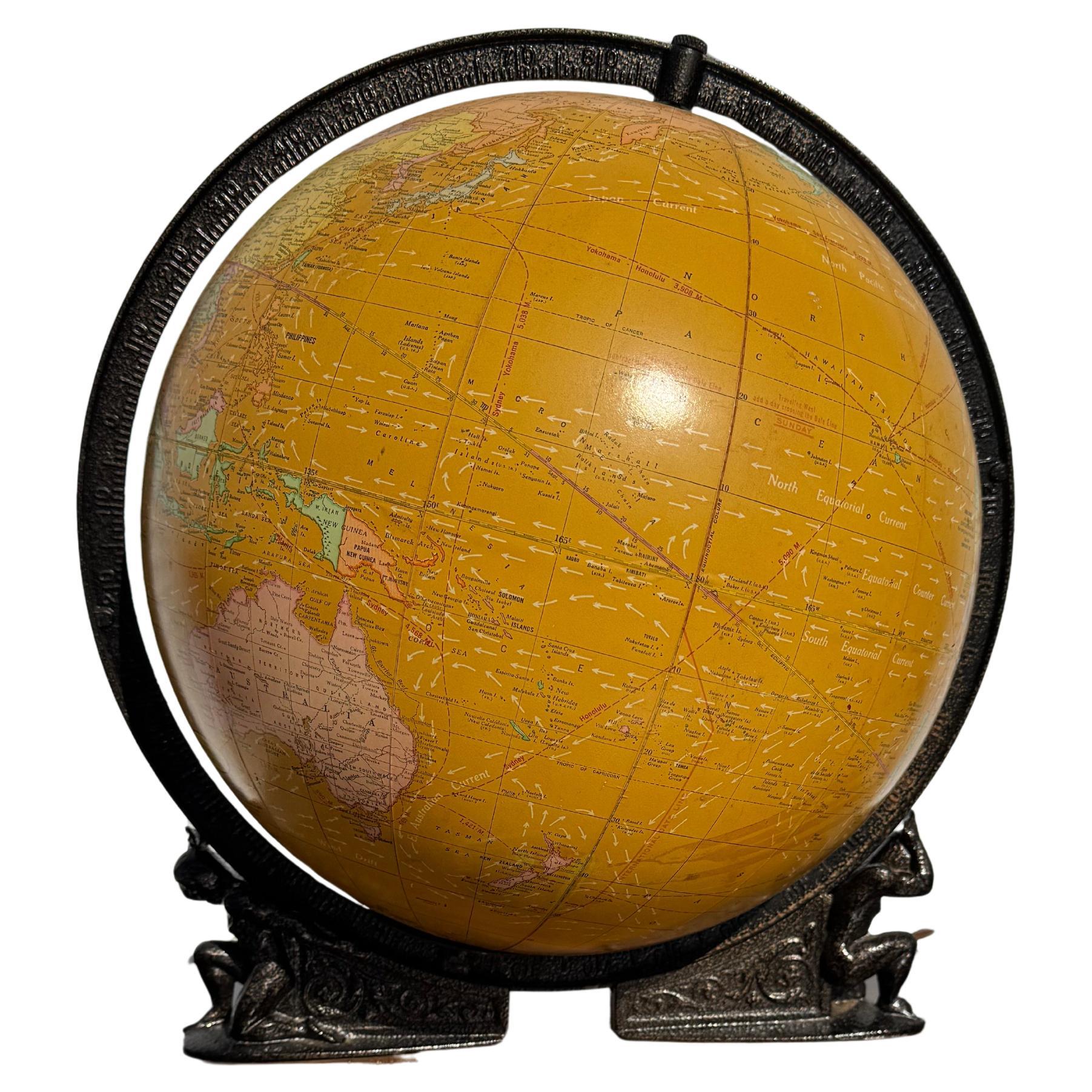 Cram's Illuminated Globe on Wood Stand