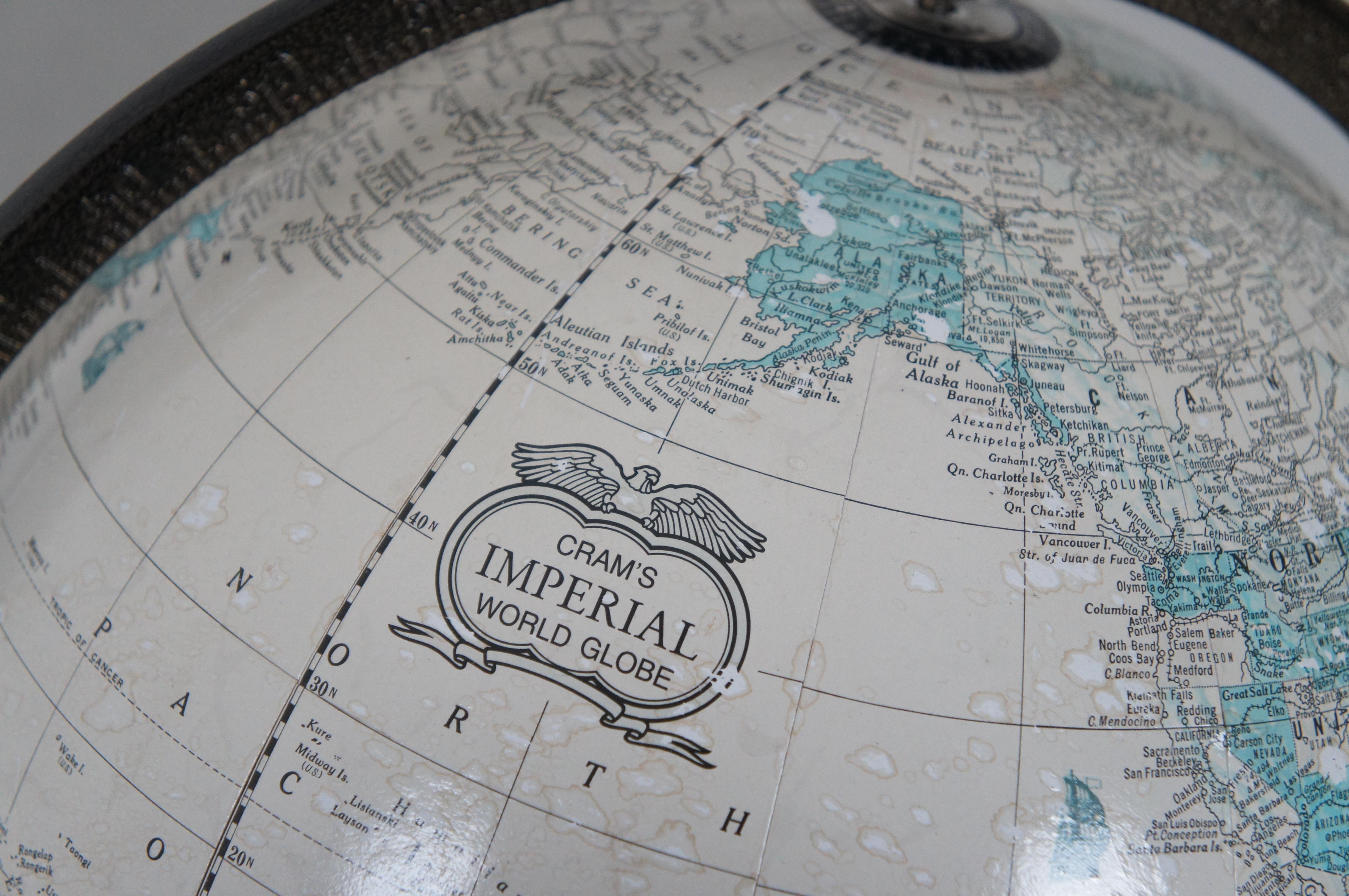Crams Imperial Library Globe w Stand & Hammond Citation World Atlas Book 4