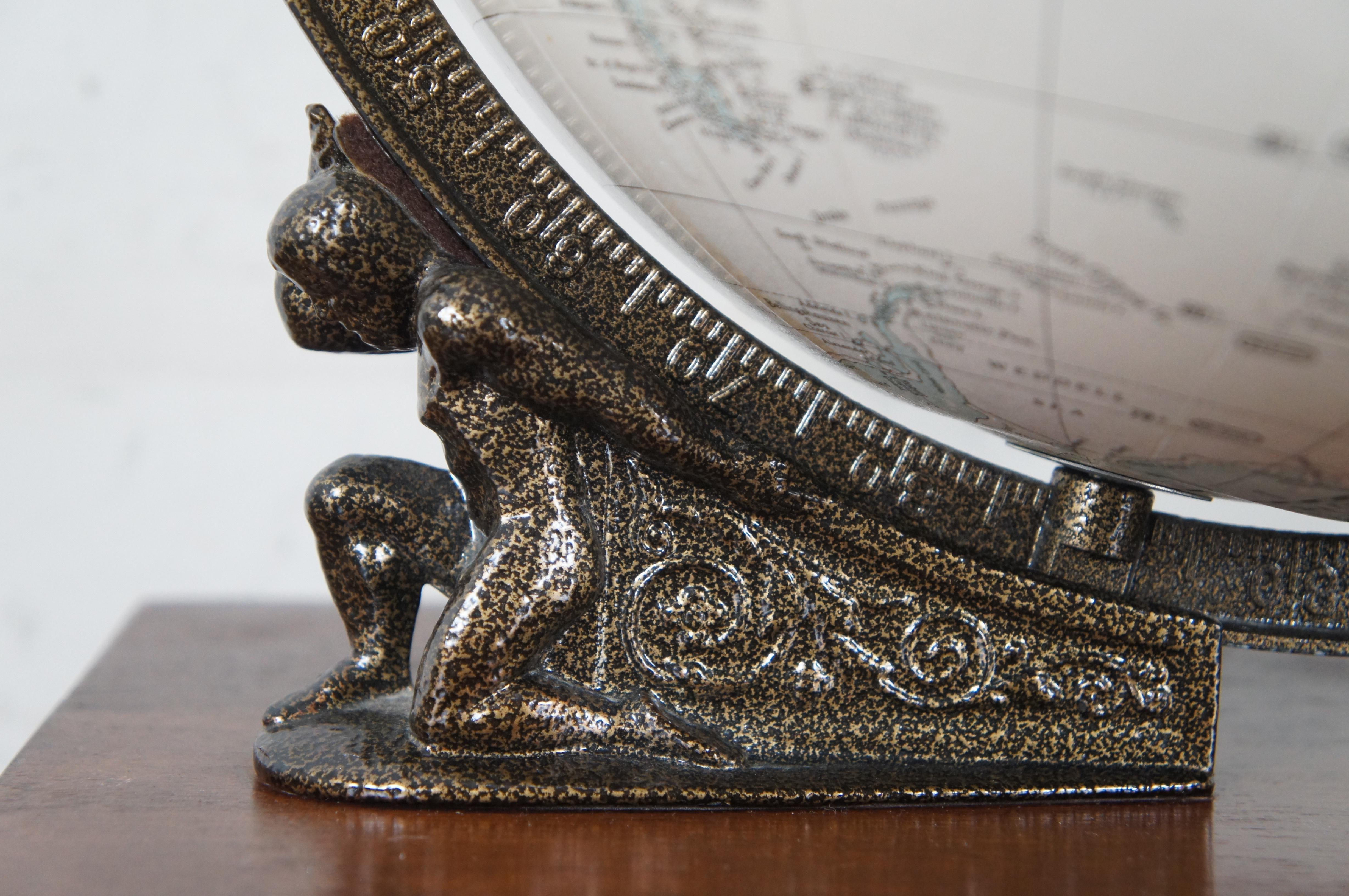 Metal Crams Imperial Library Globe w Stand & Hammond Citation World Atlas Book