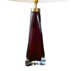 Cranberry 1960s Orrefors Table Lamp