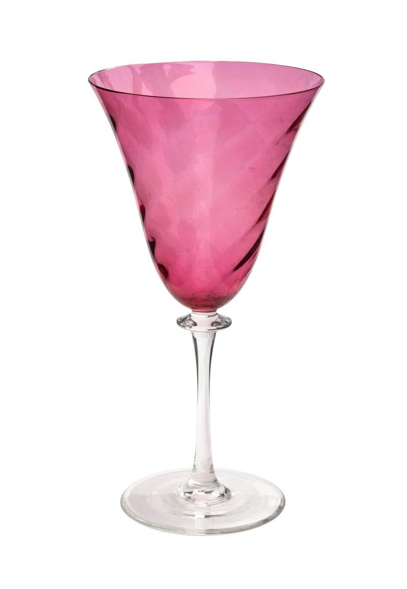 Vasos de agua de cristal con arándanos; set de seis Europeo en venta
