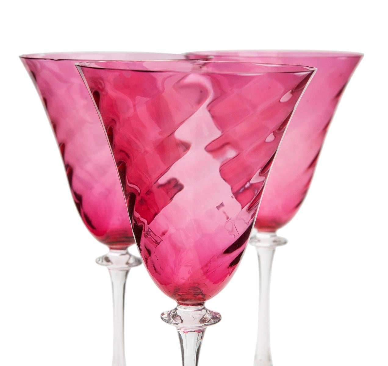 Vasos de agua de cristal con arándanos; set de seis en Bueno estado para la venta en Malibu, CA