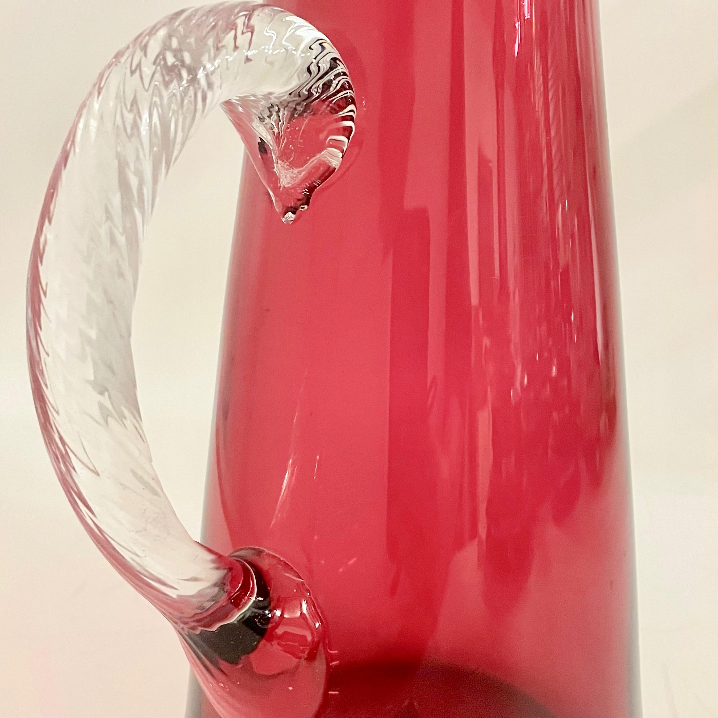 Cranberry Glass Jug by Heath & Middleton, 1907 For Sale 1